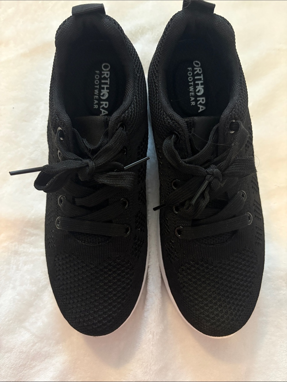 Orthora footwear black knit sneaker